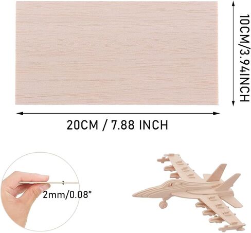 10 قطع من اوراق خشب البلسا للحرف اليدوية، 8 × 4 × 1/12 انش - صفائح خشب بلساو بسمك 2 ملم مع اسطح ناعمة - الواح خشبية مربعة غير مكتملة للقطع بالليزر وحرق الخشب والنماذج المعمارية والتلوين in Kuwait
