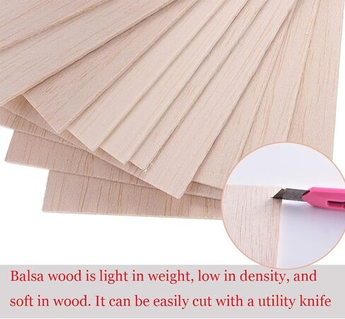 10 قطع من اوراق خشب البلسا للحرف اليدوية، 8 × 4 × 1/12 انش - صفائح خشب بلساو بسمك 2 ملم مع اسطح ناعمة - الواح خشبية مربعة غير مكتملة للقطع بالليزر وحرق الخشب والنماذج المعمارية والتلوين in Kuwait