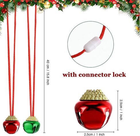 Loetere 200 Pcs Christmas Bell Necklaces Bulk Red and Green Jingle Necklaces Ornaments with Ribbon Christmas Bell Decoration for Xmas Holiday Accessories Home Party Favors in Saudi Arabia