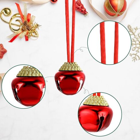 Loetere 200 Pcs Christmas Bell Necklaces Bulk Red and Green Jingle Necklaces Ornaments with Ribbon Christmas Bell Decoration for Xmas Holiday Accessories Home Party Favors in Saudi Arabia