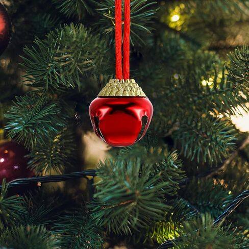 Loetere 200 Pcs Christmas Bell Necklaces Bulk Red and Green Jingle Necklaces Ornaments with Ribbon Christmas Bell Decoration for Xmas Holiday Accessories Home Party Favors in Saudi Arabia