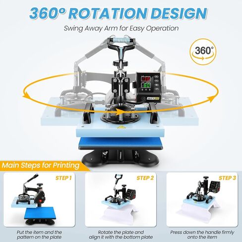 Heat Press 15x12, shirt press machine 8 in 1 Sublimation shirt printing hat and mug heat press Digital Heat Press Machine for T Shirts/Tumbler/Mug/Cap/Plate in Saudi Arabia