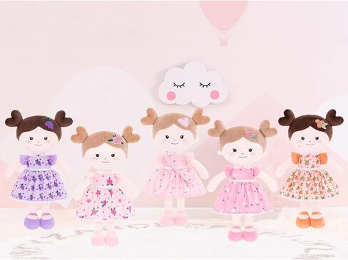 Onetoo Baby Doll أول دمية طفل دمية طفل ناعمة للفتيات دمية خرقة قطيفة ملابس كيتي زي فستان رمادي 14 بوصة in Kuwait