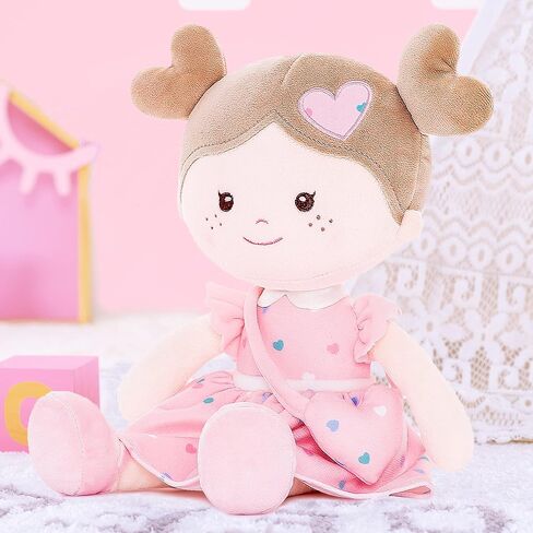 Onetoo Baby Doll أول دمية طفل دمية طفل ناعمة للفتيات دمية خرقة قطيفة ملابس كيتي زي فستان رمادي 14 بوصة in Kuwait