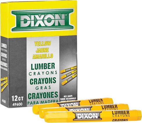 DIXON Industrial Lumber Marking Crayons, 4.5" x 1/2" Hex, Yellow, 12-Pack (X49600) in Kuwait