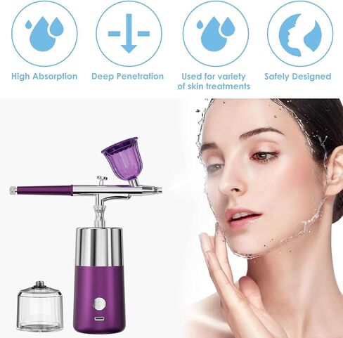 Rhinowisdom Makeup Airbrush-Kit with Air Compressor,Rechargeable Portable Cordless Air Brush for Makeup, Includes 2X Cup,1x Cable in Kuwait