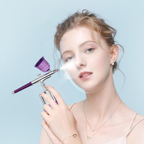 Rhinowisdom Makeup Airbrush-Kit with Air Compressor,Rechargeable Portable Cordless Air Brush for Makeup, Includes 2X Cup,1x Cable in Kuwait