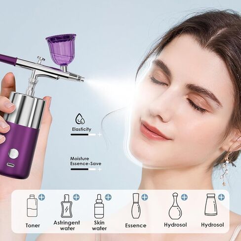 Rhinowisdom Makeup Airbrush-Kit with Air Compressor,Rechargeable Portable Cordless Air Brush for Makeup, Includes 2X Cup,1x Cable in Kuwait