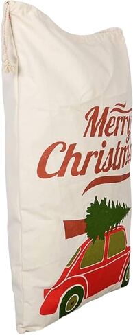 حقائب عيد الميلاد الكبيرة من جولي جون أكياس سانتا ~ تصميم كيس سانتا على شكل قصب حلوى أخضر - كيس هدايا قطن مقاس 27 بوصة × 19 بوصة - كيس هدايا سانتا قابل لإعادة الاستخدام برباط إغلاق in Kuwait