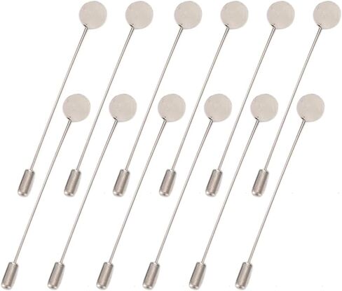 30 Pieces Lapel Pins Craft Lapel Pins Round Tray Lapel Pin Stick Pins Flat Round Tray Lapel Pin Safety Stick Pins Stainless Steel Brooch Pin Stick Suit Tie Hat Pin Scarf Badge(Silver, 7cm) in Saudi Arabia
