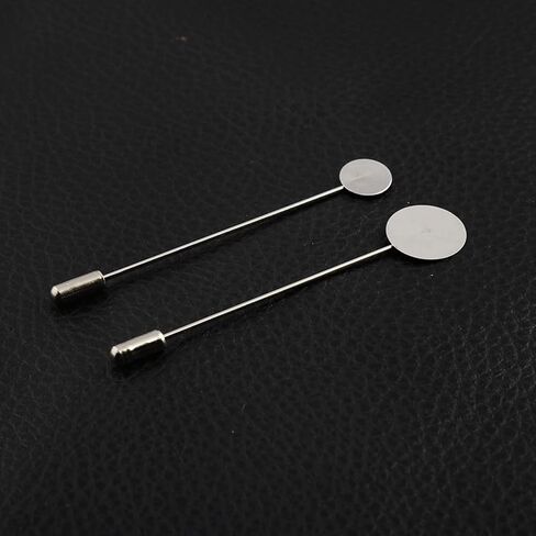 30 Pieces Lapel Pins Craft Lapel Pins Round Tray Lapel Pin Stick Pins Flat Round Tray Lapel Pin Safety Stick Pins Stainless Steel Brooch Pin Stick Suit Tie Hat Pin Scarf Badge(Silver, 7cm) in Saudi Arabia