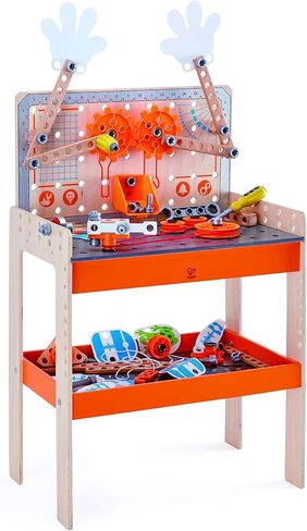 Hape Deluxe Scientific Workbench | Wooden Inventor’s Experiment Building Set, 79 Piece Workshop for Kids L: 19.3, W: 11.8, H: 30.5 inch in Saudi Arabia