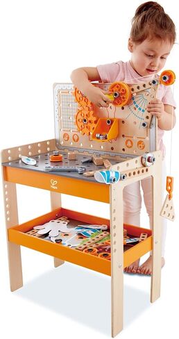 Hape Deluxe Scientific Workbench | Wooden Inventor’s Experiment Building Set, 79 Piece Workshop for Kids L: 19.3, W: 11.8, H: 30.5 inch in Saudi Arabia