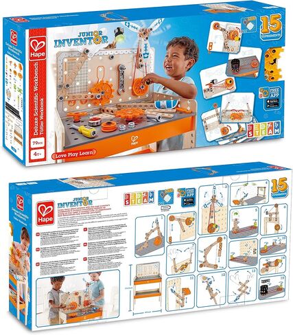 Hape Deluxe Scientific Workbench | Wooden Inventor’s Experiment Building Set, 79 Piece Workshop for Kids L: 19.3, W: 11.8, H: 30.5 inch in Saudi Arabia