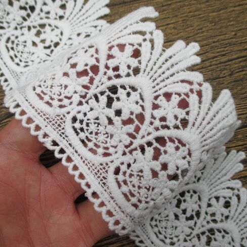 5 ياردة عرض 7.62 سم قماش مطرز بالدانتيل القطني للملحقات الملابس DIY لوازم الحرف في الأبيض in Kuwait