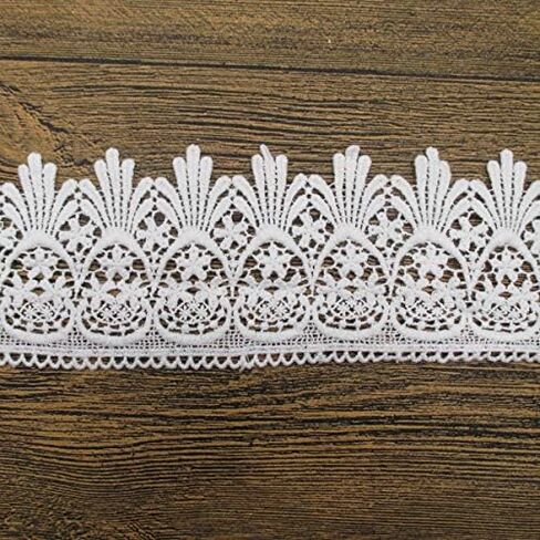 5 ياردة عرض 7.62 سم قماش مطرز بالدانتيل القطني للملحقات الملابس DIY لوازم الحرف في الأبيض in Kuwait