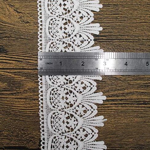 5 ياردة عرض 7.62 سم قماش مطرز بالدانتيل القطني للملحقات الملابس DIY لوازم الحرف في الأبيض in Kuwait
