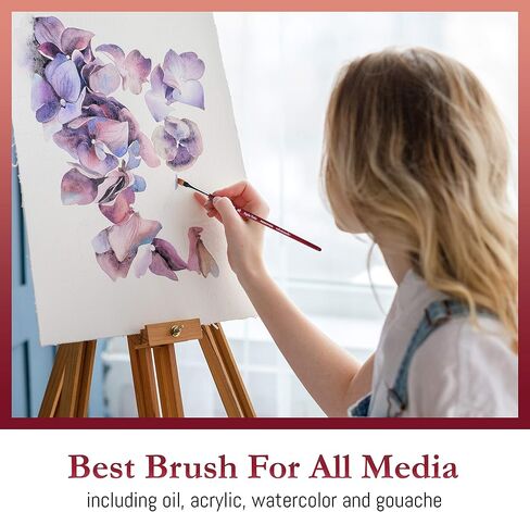 فرشاة طلاء فيلفيتاتش من برينستون سلسلة 3950 للاكريليك والزيت والالوان المائية، مجموعة من 5 قطع 5/0، تظليل الزاوية، دائري 8، فيلبرت 8، دائري 2 in Saudi Arabia
