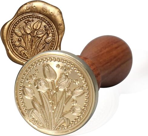 fsalisa Sealing Wax Stamp Plant Wax Seal Stamp Vintage Removable Brass Head Wooden Handle for Cards Envelopes, Wedding Invitations, Wine Packages, Gift Wrapping (Chloris Rose) in Kuwait