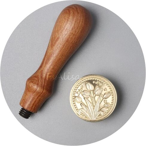 fsalisa Sealing Wax Stamp Plant Wax Seal Stamp Vintage Removable Brass Head Wooden Handle for Cards Envelopes, Wedding Invitations, Wine Packages, Gift Wrapping (Chloris Rose) in Kuwait