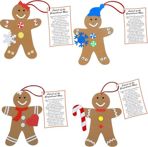 4E's Novelty Legend of Gingerbread Man Ornament Kids Craft (12 Pack) Bulk Foam Christmas Crafts for Kids Toddlers Ages 4-8 8-12 Individually Wrapped Classroom Art Project in Saudi Arabia