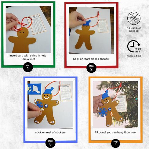 4E's Novelty Legend of Gingerbread Man Ornament Kids Craft (12 Pack) Bulk Foam Christmas Crafts for Kids Toddlers Ages 4-8 8-12 Individually Wrapped Classroom Art Project in Saudi Arabia