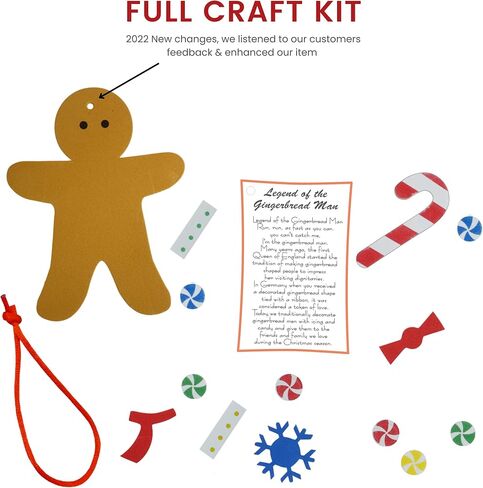 4E's Novelty Legend of Gingerbread Man Ornament Kids Craft (12 Pack) Bulk Foam Christmas Crafts for Kids Toddlers Ages 4-8 8-12 Individually Wrapped Classroom Art Project in Saudi Arabia