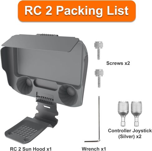 iEago RC Controller Sun Hood + Joysticks for DJI Mini 4 Pro/Air 3 Accessories, Sunshade Screen Protector Cover Aluminum Spare Sticks Only for DJI RC 2 in Saudi Arabia