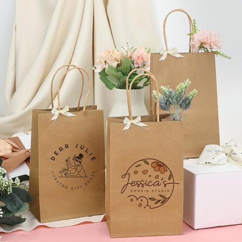 Moretoes 25pcs Black Paper Bags 5.25x3.2x8 Inches Kraft Paper Bags Small Gift Bags with Handles Bulk, Retail Bags for Small Business, Shopping, Merchandise, Birthday Wedding Party Favor Bags in Kuwait