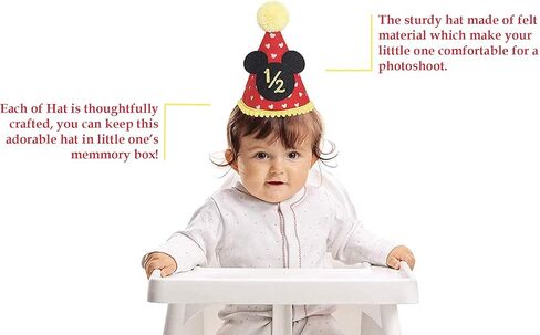 لوازم حفلات أعياد الميلاد ميكي ماوس - قبعة ميكي 1/2 زينة عيد ميلاد نصف عام، لوازم ملابس نادي ميكي ماوس، قبعات ميكي ماوس، كعكة سماش فوتوبروب، احتفال بعيد ميلاد 6 أشهر in Kuwait