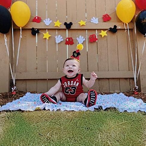 لوازم حفلات أعياد الميلاد ميكي ماوس - قبعة ميكي 1/2 زينة عيد ميلاد نصف عام، لوازم ملابس نادي ميكي ماوس، قبعات ميكي ماوس، كعكة سماش فوتوبروب، احتفال بعيد ميلاد 6 أشهر in Kuwait