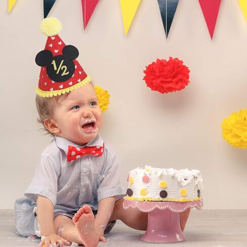 لوازم حفلات أعياد الميلاد ميكي ماوس - قبعة ميكي 1/2 زينة عيد ميلاد نصف عام، لوازم ملابس نادي ميكي ماوس، قبعات ميكي ماوس، كعكة سماش فوتوبروب، احتفال بعيد ميلاد 6 أشهر in Kuwait