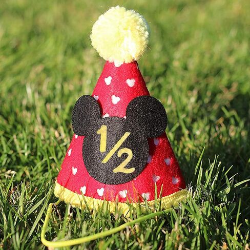 لوازم حفلات أعياد الميلاد ميكي ماوس - قبعة ميكي 1/2 زينة عيد ميلاد نصف عام، لوازم ملابس نادي ميكي ماوس، قبعات ميكي ماوس، كعكة سماش فوتوبروب، احتفال بعيد ميلاد 6 أشهر in Kuwait