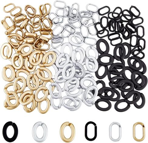 SUPERFINDINGS 240Pcs 6 Style Opaque Spray Painted Acrylic Linking Rings Quick Link Connectors Oval Open Linking Chain Rings Acrylic Cable Chains for Jewelry Making Curb Chains Phone Decor DIY Craft in Saudi Arabia
