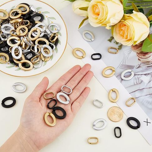 SUPERFINDINGS 240Pcs 6 Style Opaque Spray Painted Acrylic Linking Rings Quick Link Connectors Oval Open Linking Chain Rings Acrylic Cable Chains for Jewelry Making Curb Chains Phone Decor DIY Craft in Saudi Arabia