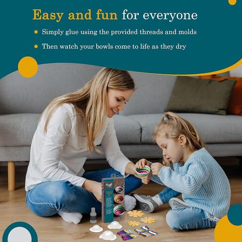 كرافت كراش مجموعة ادوات الحرف اليدوية من ثريد باولز - مجموعة تصنعها بنفسك 3 اوعية فريدة من نوعها من خيوط القطن متعددة الالوان - مجموعة حرفية مزخرفة لتنظيم المكتب وديكور المنزل - مجموعة حرفية صغيرة in Kuwait