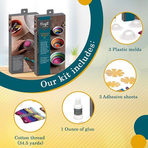 كرافت كراش مجموعة ادوات الحرف اليدوية من ثريد باولز - مجموعة تصنعها بنفسك 3 اوعية فريدة من نوعها من خيوط القطن متعددة الالوان - مجموعة حرفية مزخرفة لتنظيم المكتب وديكور المنزل - مجموعة حرفية صغيرة in Kuwait