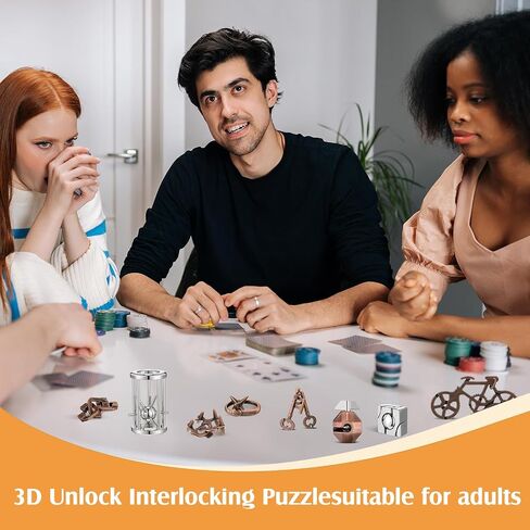 10 Pieces Metal Puzzles Steel Brain Puzzles Teaser for Adults Metal Cast Puzzle Games Toys 3D Difficult Puzzles for Teens Adult Mind Puzzle Games Party Favor Puzzle Toys in Saudi Arabia