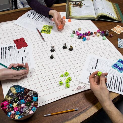 حزمة النرد النهائية من Wiz Dice - حقيبة التهام والخدع والروعة، 3 عبوات - ثلاث أكياس نرد مع 420 شكل متعدد السطوح لألعاب تقمص الأدوار على الطاولة - 60 مجموعة كاملة وفريدة من نوعها من نرد الألعاب in Kuwait