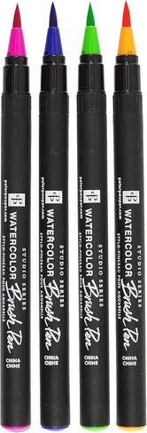 Studio Series Watercolor Brush Marker Pens (Set of 24 pens, plus bonus water brush), Great for Hand Lettering, Calligraphy, Manga, Comics, Adult Coloring Books, Journals, and all DIY Drawing Art in Saudi Arabia