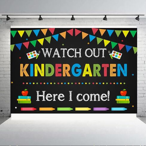 Aperturee Kindergarten Back to School Backdrop Watch Out Here I Come First Day of School Preschool Photography Background Kids Classroom Party Decoration Supplies Banner Photo Booth Studio Prop in Saudi Arabia
