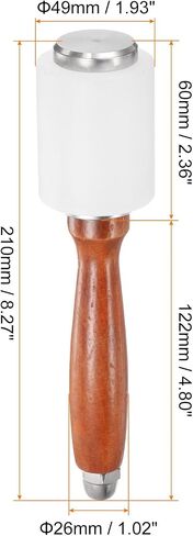 HARFINGTON 7.5Inch Leather Carving Hammer Wooden Handle Nylon Hammer T-Shaped Head Leathercraft Mallet Tool for DIY Stamping Sew Leather Cowhide, Wooden in Saudi Arabia