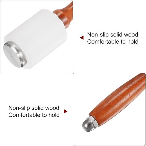 HARFINGTON 7.5Inch Leather Carving Hammer Wooden Handle Nylon Hammer T-Shaped Head Leathercraft Mallet Tool for DIY Stamping Sew Leather Cowhide, Wooden in Saudi Arabia