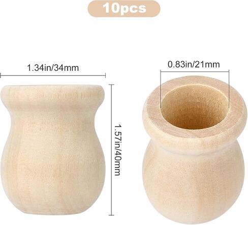GORGECRAFT 1.5 Inch 10pcs Unfinished Blank Wooden Vase Flower Vase Candle Cups Handmade Natural Flower Container Candle Holders Candlesticks DIY Painting Decor for Hand Painting Crafts Home Decor in Saudi Arabia