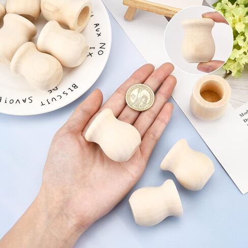 GORGECRAFT 1.5 Inch 10pcs Unfinished Blank Wooden Vase Flower Vase Candle Cups Handmade Natural Flower Container Candle Holders Candlesticks DIY Painting Decor for Hand Painting Crafts Home Decor in Saudi Arabia