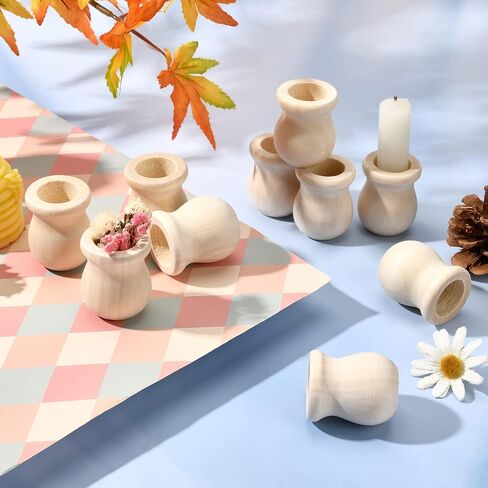 GORGECRAFT 1.5 Inch 10pcs Unfinished Blank Wooden Vase Flower Vase Candle Cups Handmade Natural Flower Container Candle Holders Candlesticks DIY Painting Decor for Hand Painting Crafts Home Decor in Saudi Arabia