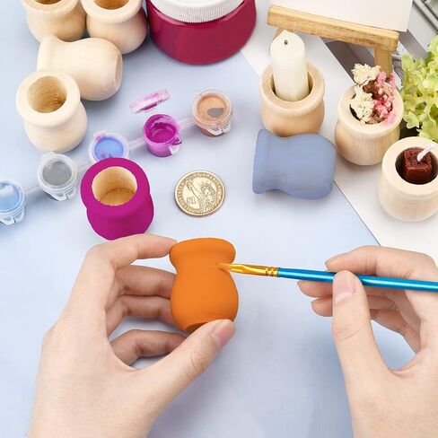 GORGECRAFT 1.5 Inch 10pcs Unfinished Blank Wooden Vase Flower Vase Candle Cups Handmade Natural Flower Container Candle Holders Candlesticks DIY Painting Decor for Hand Painting Crafts Home Decor in Saudi Arabia