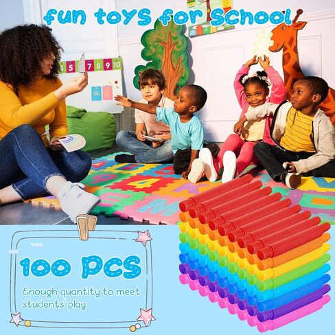 100 قطعة من الالعاب الحسية، انبوب فيدجيت للمراهقين والكبار، لعبة انبوب سحب صغير قابل للتمدد متعدد الالوان لتخفيف التوتر والقلق، ادوات حسية يمكنك صنعها بنفسك والانشطة اليدوية الابداعية in Saudi Arabia