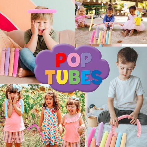 Pop Tubes, Combinations Pop Tubes,Sensory Toys for Kids and Adults, Multi-Color Pop Tubes, Fidget Toys (Color&B) in Kuwait