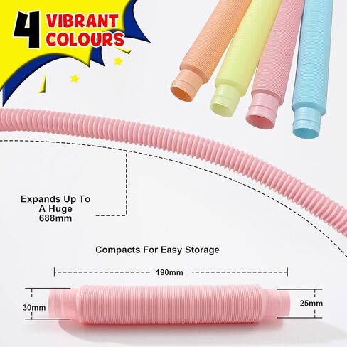 Pop Tubes, Combinations Pop Tubes,Sensory Toys for Kids and Adults, Multi-Color Pop Tubes, Fidget Toys (Color&B) in Kuwait